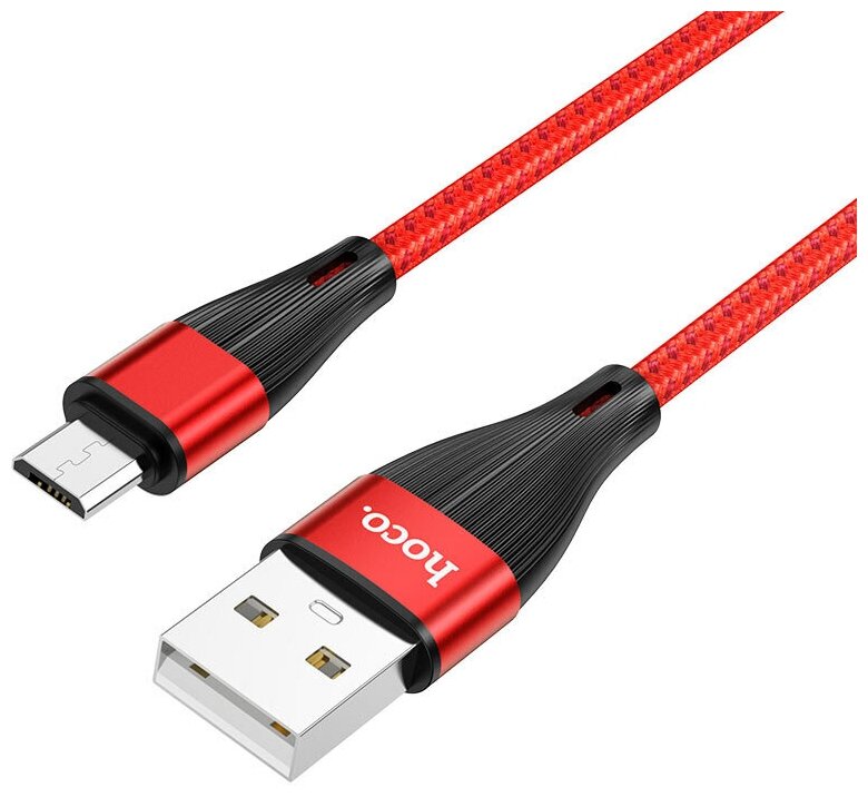 Дата-кабель USB 2.4A для micro USB Hoco X57 нейлон 1м Red