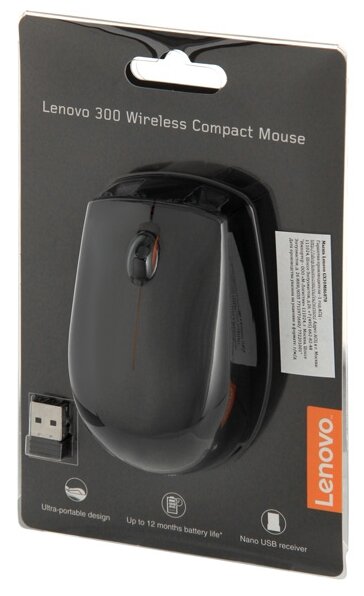 Мышь LENOVO 300 Wireless оптическая беспроводная USB черный и оранжевый gx30m86878