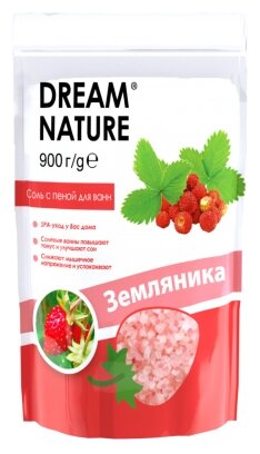 Dream Nature Соль с пеной для ванн Земляника, 900 г, 13 мл