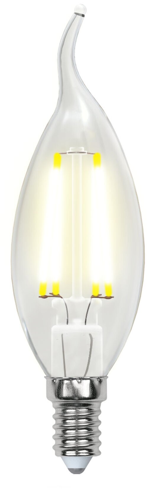 LED-CW35-6W-NW-E14-CL PLS02WH Лампа светодиодная. Форма свеча на ветру. прозрачная. Серия Sky. Белый свет. Картон. UL-00001374