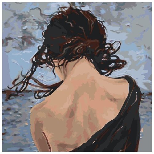 Картина по номерам Девушка у моря, 40x40 см