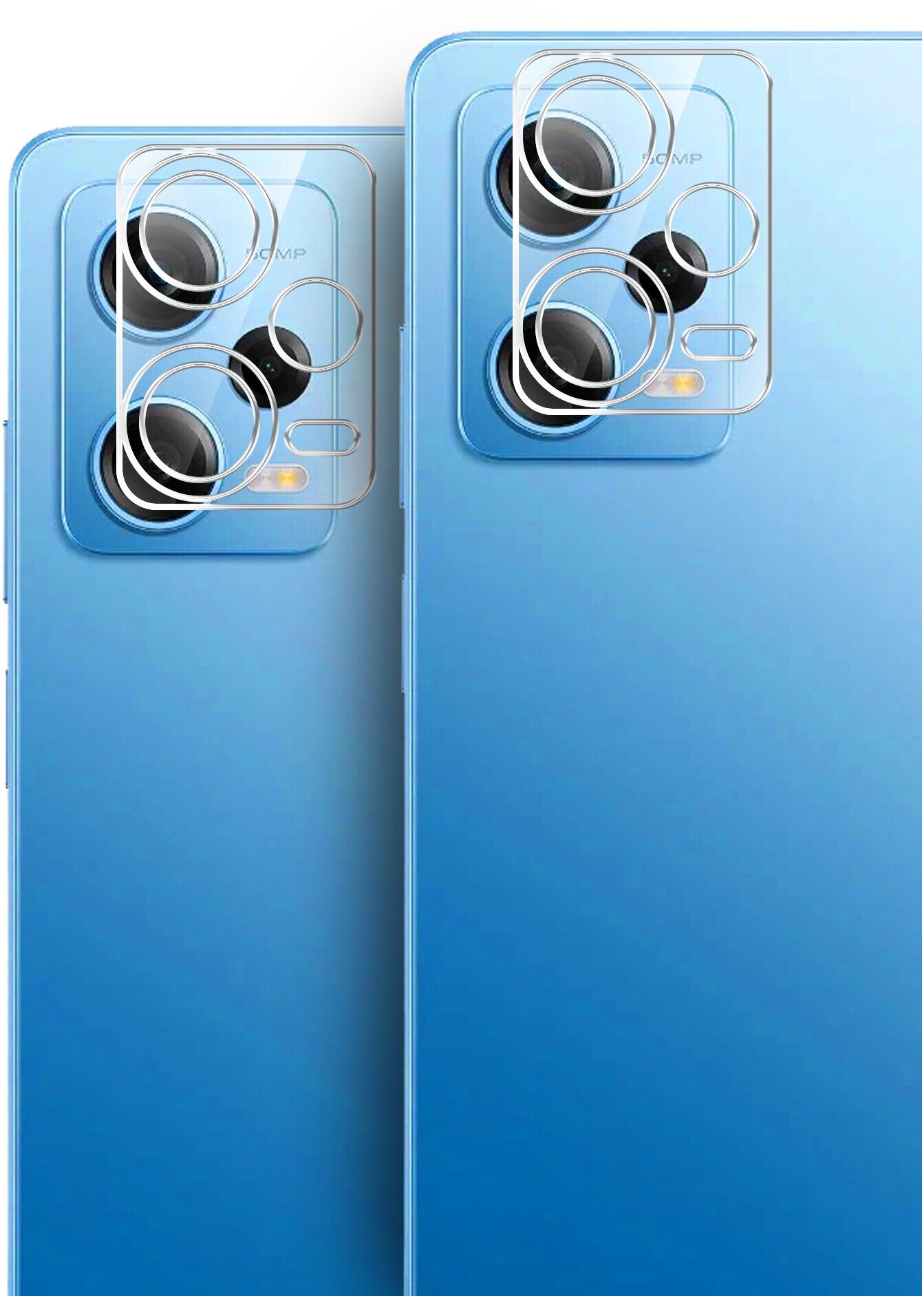 Защитное стекло для Xiaomi Redmi Note 12 Pro 5G (Ксиоми Редми Нот 12 Про 5г) на Камеру 2 шт,(гибридное: пленка+стекловолокно), прозрачное Hybrid, Miuko