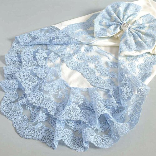 Набор для выписки (ажурный уголок и бант на резинке) голубой арт.202-2