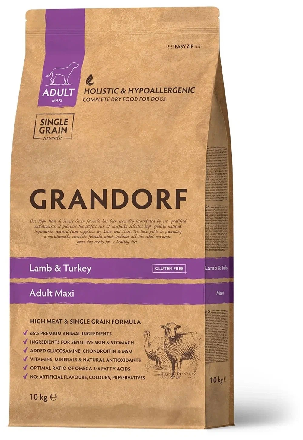 Сухой корм для собак Grandorf гипоаллергенный, Low Grain, ягненок с бурым рисом 1 уп. х 1 шт. х 10 кг (для крупных пород)