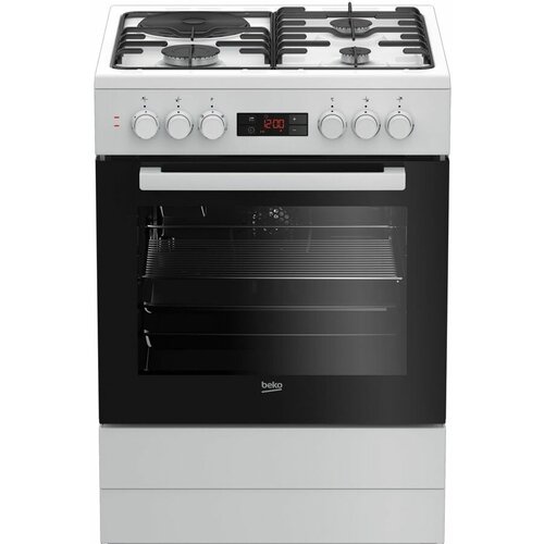 Газовая плита Beko FSE63320DW электрическая духовка стеклянная крышка сталь белый и черный 7785887803 5962600₽