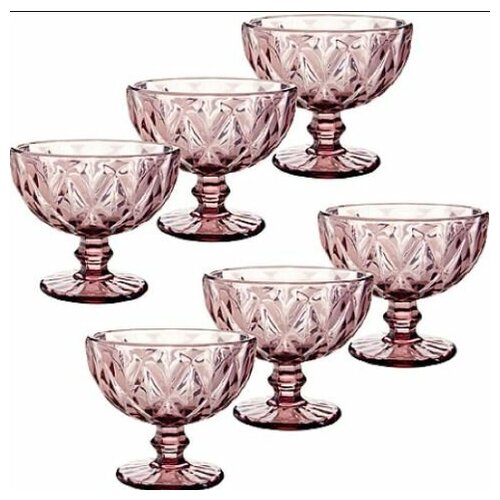 Набор креманок 6 шт 350 мл d12 см цвет розовый 1899₽