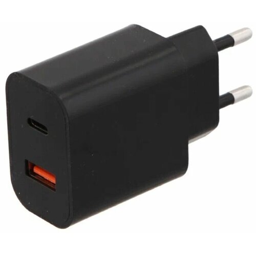 Зарядное устройство Red Line NQC-13 Tech USB + USB Type-C 3A PD 20W Black УТ000029980 комплект 30 штук зарядное устройство сетевое red line usb type c 3a pd 20w бел ут000024925