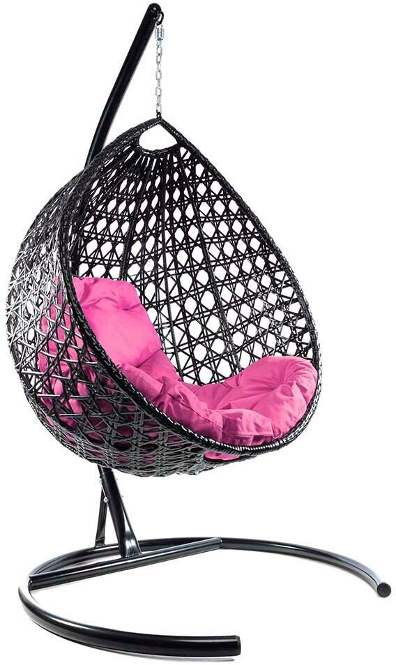 Подвесное кресло m-group капля Люкс чёрное, розовая подушка - фотография № 13