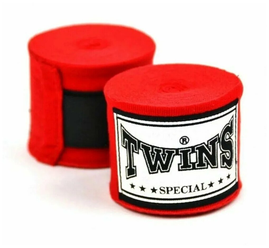 Боксерские бинты Twins Special красные (Хлопок, TWINS, 5м, Красный) 5м