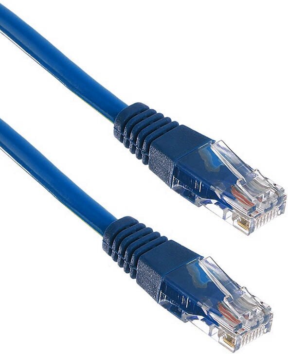 Патч-корд ExeGate UTP-RJ45-RJ45-C5e-PVC-CCA-5M, 5 м, синий Gembird - фото №2