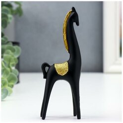 Сувенир полистоун "Чёрный конь с золотой гривой" 15х2,5х5 см 6960024