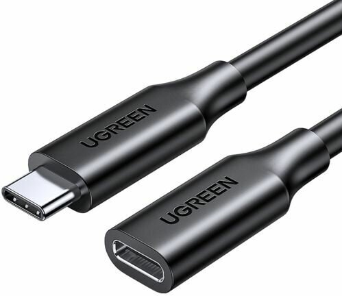 Кабель UGREEN US353 (10387) USB-C/M to USB-C/F Gen2 5A Extension Cable 10Gbps. Длина: 1 м. Цвет: черный