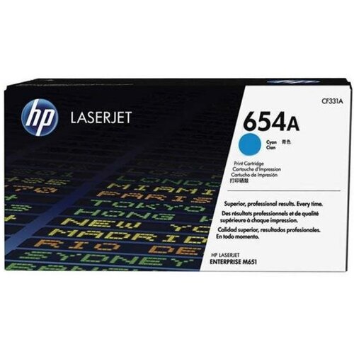 Картридж HP 654A CF331AC для HP Color LaserJet Enterprise M651n/M651dn/M651xh/M680dn/M680f голубой картридж лазерный hp cf332a laserjet pro m651n m651dn m651xh желтый оригинальный