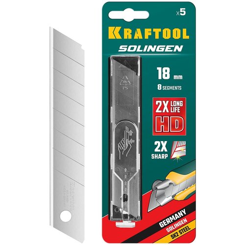 kraftool solingen titanium 18 мм лезвия сегментированные с покрытием tin 15 сегментов 5 шт KRAFTOOL SOLINGEN 18 мм лезвия сегментированные, 8 сегментов, 5 шт