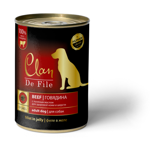 CLAN De File Влажный корм для взрослых собак с говядиной, 340 гр, 3 шт.