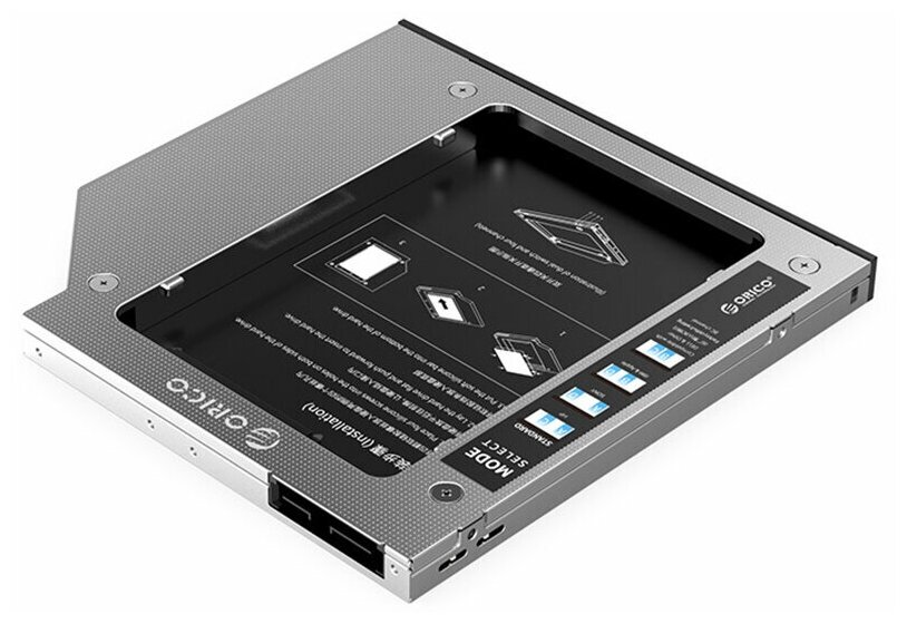 Переходник Optibay ORICO M95SS-SV для установки в ноутбук/моноблок SSD/HDD SATA вместо DVD-привода (9mm), Серебристый ORICO-M95SS-SV