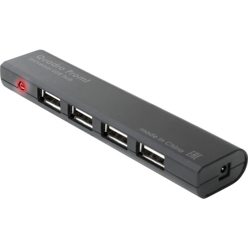 USB-концентратор Defender Quadro Promt (83200), разъемов: 4, 82 см, черный хаб разветвитель defender quadro express usb3 0