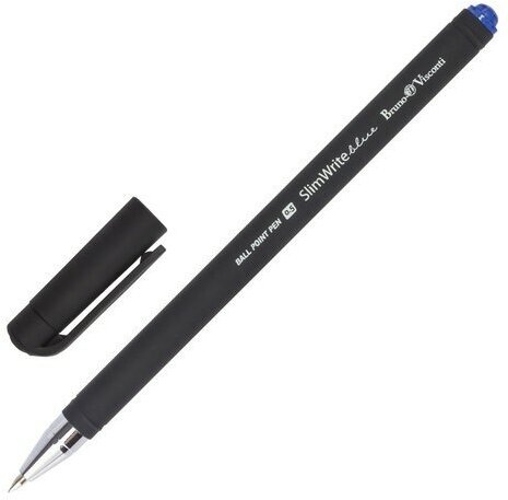 Ручка шариковая BRUNO VISCONTI "SlimWrite", "Black", синяя, корпус черный, узел 0,5 мм, линия письма 0,3 мм, 20-0009