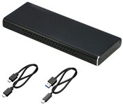Бокс для жесткого диска SSD M2 (NVME M-key) - Type-C / USB 3.0 алюминиевый (черный) с двумя проводами
