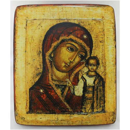 Православная Икона Божией Матери Казанская, деревянная иконная доска, левкас, ручная работа (Art.1084С)