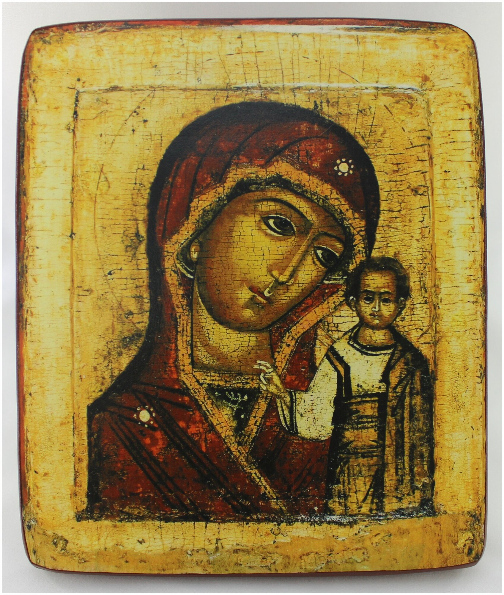 Православная Икона Божией Матери Казанская, деревянная иконная доска, левкас, ручная работа (Art.1084С)