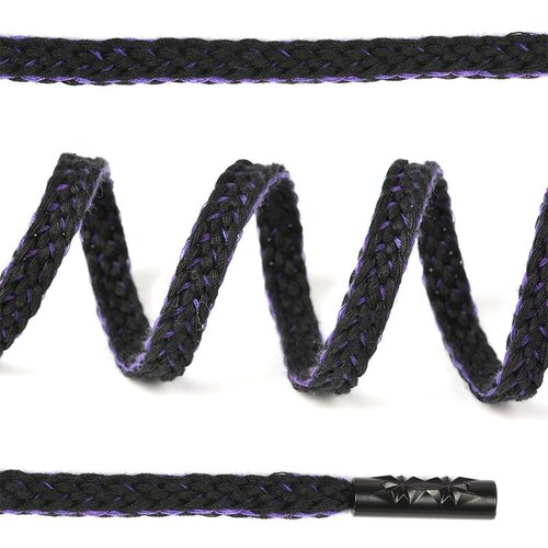 Шнурки TBY плоские 8мм SLF035 длина 130 см цв. черный/фиолетовый уп.10шт