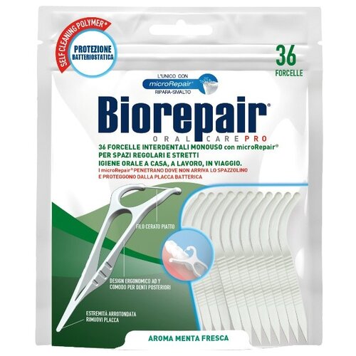 Biorepair Одноразовые межзубные нити с держателем 36 шт, Biorepair