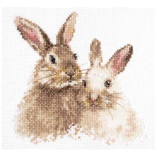 Набор для вышивания крестом Милые кролики А1-34, 14x14 см.канва,мулине