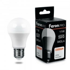 Светодиодная LED лампа Feron PRO ЛОН A60 E27 11W(940lm) 4000K 4K матовый 112x60 OSRAM LED LB-1011 38030