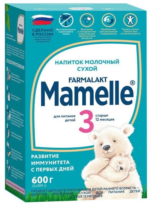 Напиток MAMELLE 3 молочный сухой 12м+, 600гр