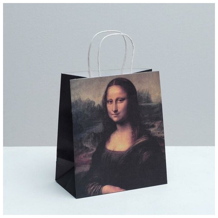 Дарите Счастье Пакет подарочный крафтовый, упаковка, «Мона Лиза», 22 х 25 х 12 см