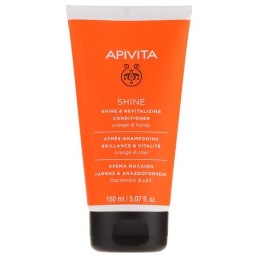Apivita кондиционер для волос Shine and Revitalizing With Orange & Honey восстанавливающий силу и блеск с апельсином и медом, 150 мл