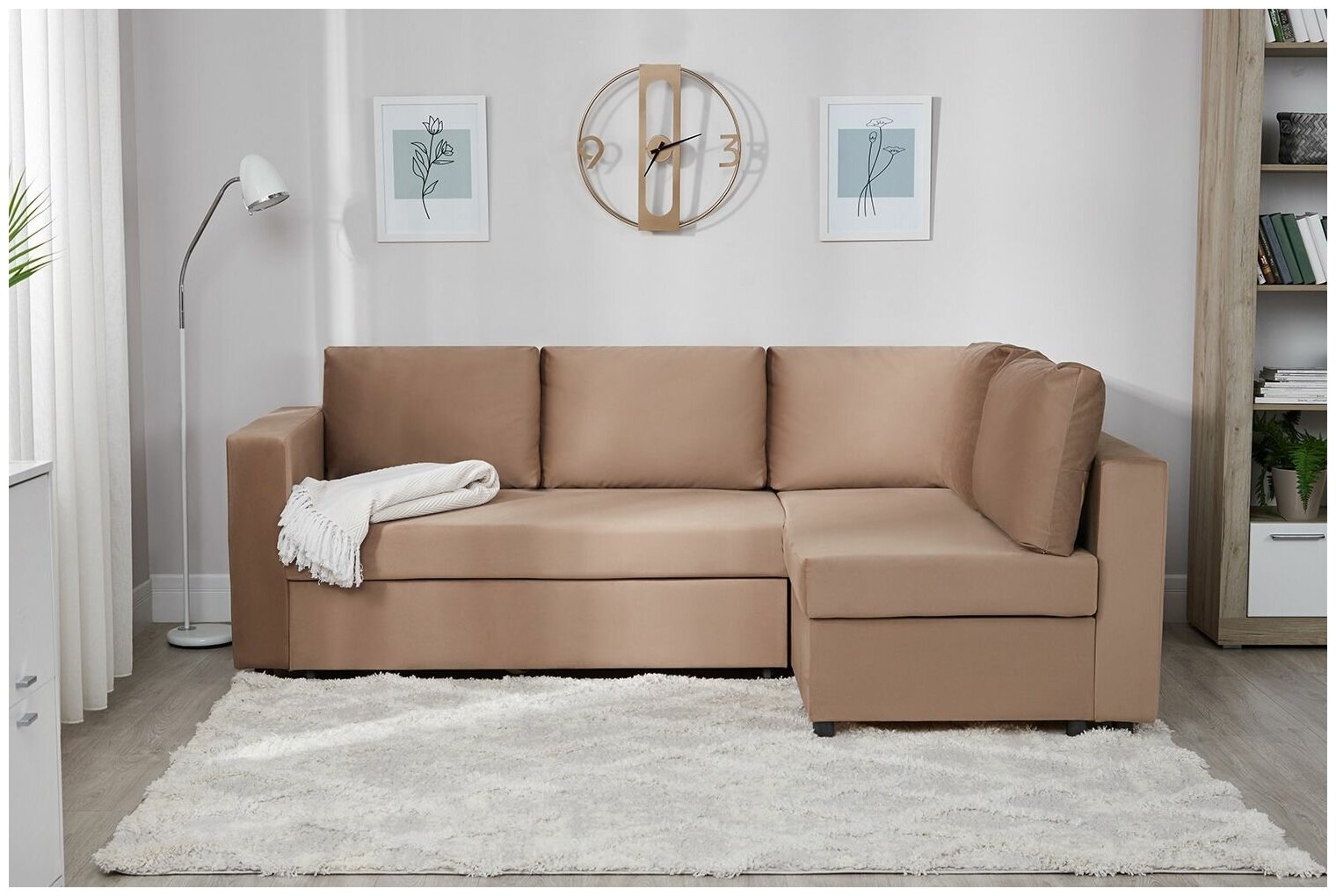 Угловой диван-кровать Мансберг лайт 056.2, универс, кофейный (Balance 290) NEW