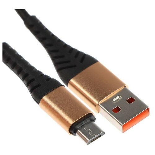 Кабель ТероПром 9515177 ONE DEPOT S03, microUSB - USB, 2.4 А, 1 метр, текстильная оплетка, черный