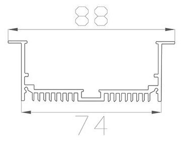 Алюминиевый профиль LC-LPV-3288 172 (2000х88/74х32мм с рассеивателем)