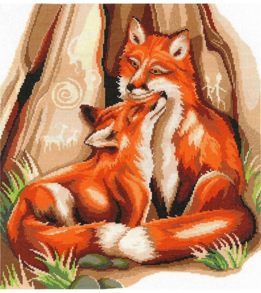 Набор для вышивания крестиком NITEX нитекс от производителя арт  А 0008 Огненные лисы 28х31 см 