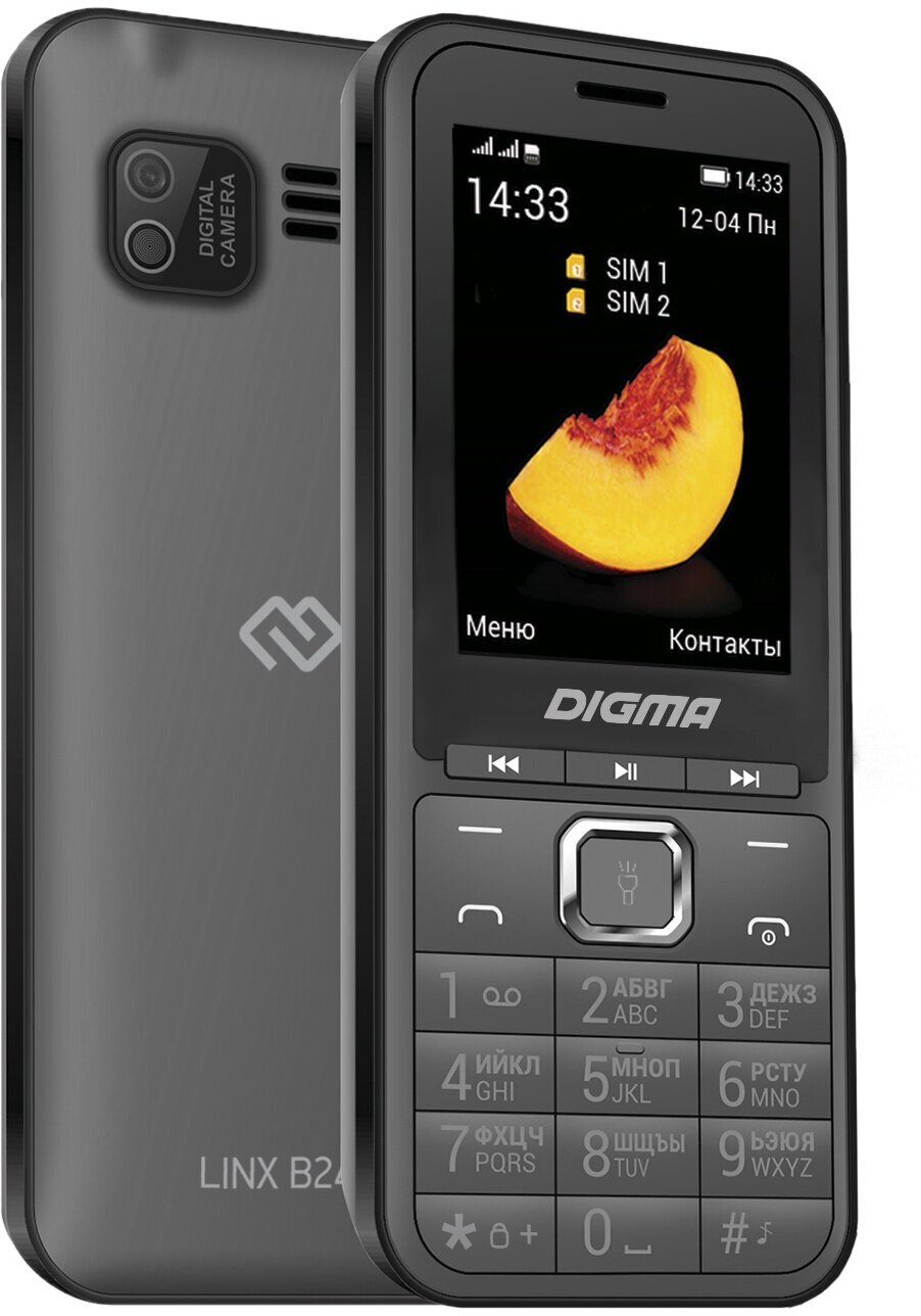 Мобильный телефон Digma LINX B241 32Mb серый 2Sim 2.44" TFT 240x320 0.08Mpix LT2073PM