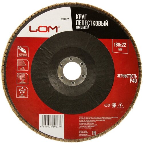 Круг лепестковый торцевой ЛОМ 180 х 22 мм Р40 556₽