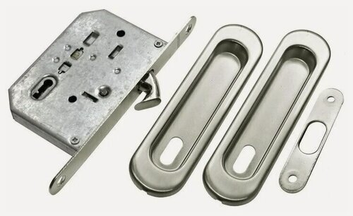 Изображение товара Ручка для раздвижных дверей (2 шт) с замком Loid 222 C SN серебристый, матовый хром, никель