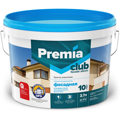 Краска PREMIA CLUB фасадная силиконизированная шпатлевка premia club фасадная 17 кг