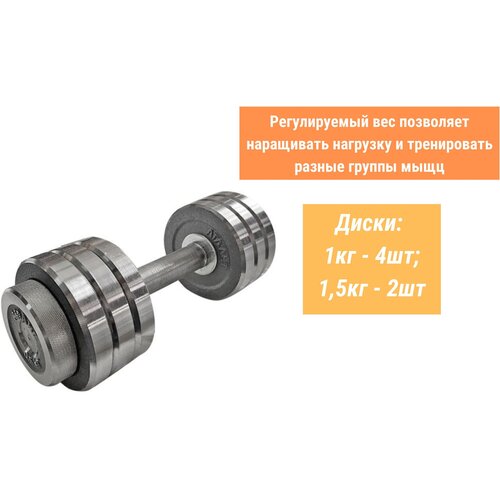Гантель разборная с галтованными дисками 9кг (металл) гантель разборная с галтованными дисками 12кг металл
