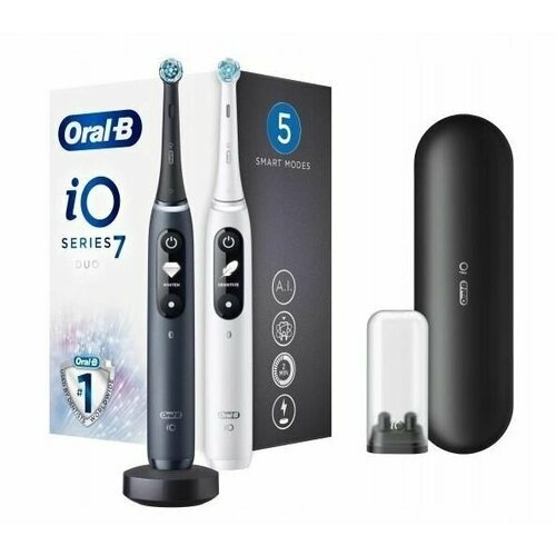 Электрическая зубная щетка Oral B iO Series 7 White Alabast и Black Onyx, набор из 2 штук