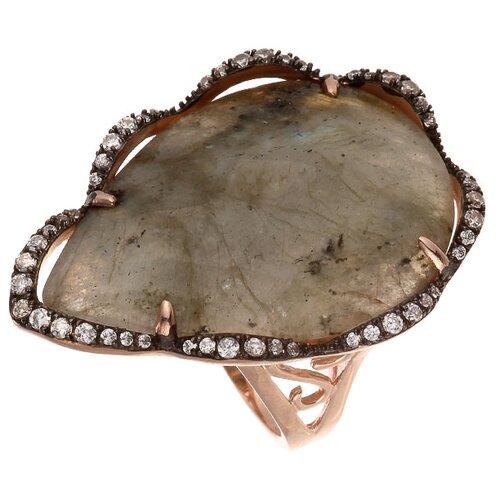 фото Element47 кольцо из серебра 925 пробы с лабрадоритом и кубическим цирконием mr8472-09_ko_lb_pink, размер 17.75