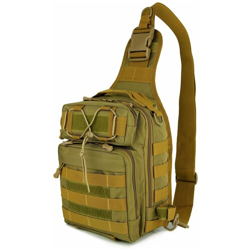фото Рюкзак трансформер через плечо, сумка тактическая однолямочная 7 л, цвет: песочный greyrook
