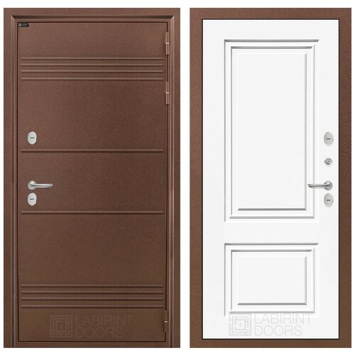 Входная металлическая дверь для дома с терморазрывом LAITE с внутренней белой панелью 26 эмаль RAL 9003, размер по коробке 880х2050, левая