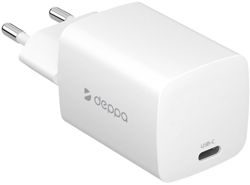 Сетевое зарядное устройство Wall Charger GaN USB-C, Power Delivery, 33Вт, белый, Deppa, крафт, Deppa 11431-OZ