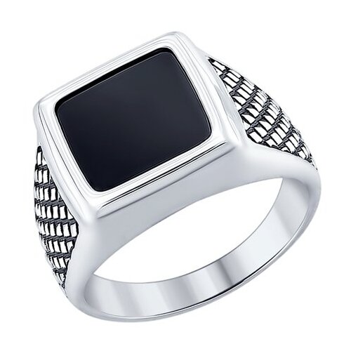 фото Sokolov кольцо из чернёного серебра с ониксом 95010092, размер 22