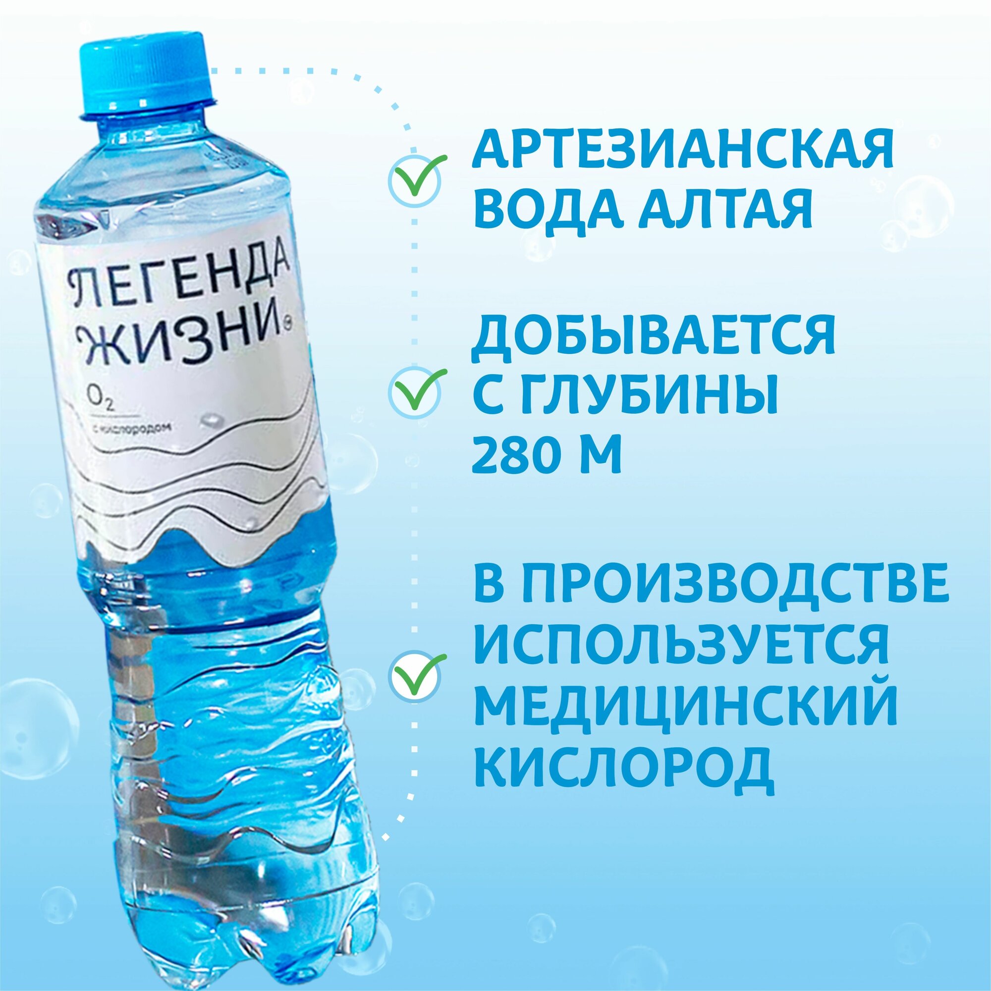 Вода питьевая негазированная насыщенная кислородом 0,5л.-6шт