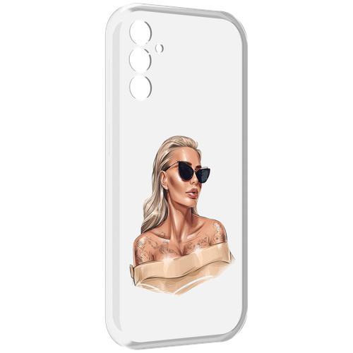 Чехол MyPads блондинка-в-очках женский для Samsung Galaxy M13 задняя-панель-накладка-бампер