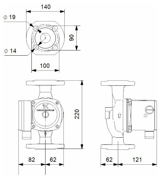 UPS 32-80 F 95906458 Насос циркулярный (напор 8 м, DN 32, 180 мм) Grundfos - фото №5